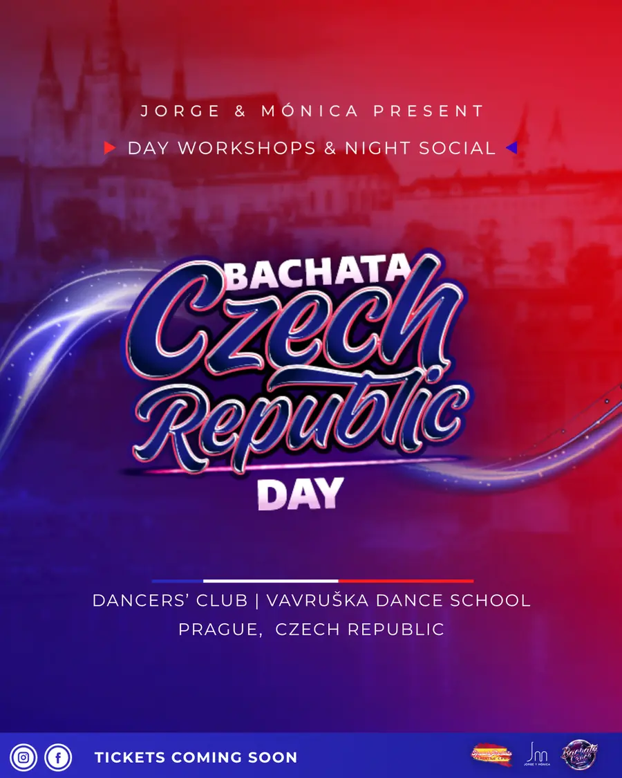 Plakát Bachata Czech Republic Day, denní workshopy a večerní party v Praze